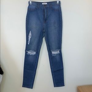 Medium Wash Distressed Skinny Jeans